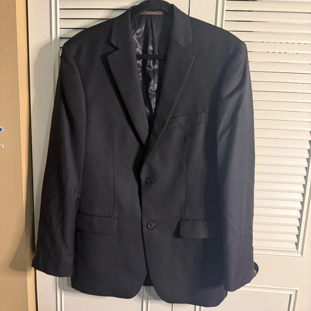 Tasso Elba Mens 38R Blazer Black Wool Cashmere Blend 2 Button Sport Coat Macy's